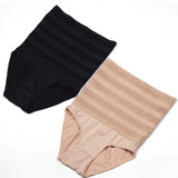 Women's High Waisted Chevron Print Shapewear Panty Tummy Control Mesh Briefs
