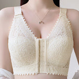 Anti-sagging Thin Minimizer Bras Full Cup Front Buckle Adjustable Wireless Lace Bra