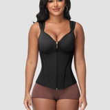 Double Compression Long Slimming Girdle Waist Trainer Zipper Vest with Bra