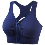 Women's Shockproof Push up Bra Hollow Back with Front Zipper