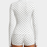 Polka Dot Long Sleeve Workout Zip Corset Yoga Jacket