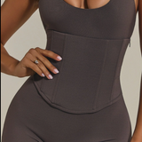 Hourglass Figure The Corset Body Shaper Waist Cincher Capri Jumpsuit Two-Piece Set