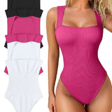 Sorelyne® Square Neck Sleeveless Knit Ribbed Seamless Tummy Control Tank Tops Bodysuit