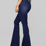Fashion High Waist Hip Lift Slim Washed Flared Jeans