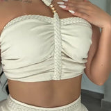 2 Piece Braided Trim Two Piece Outfit with Flared Trousers