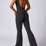 Sleeveless Butt Lifting Flare Jumpsuit
