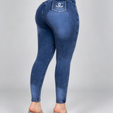 High Waist Rhinestone Pocket Butt Lifting Seam Detail Skinny Jeans