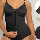 Lace-trimmed Tummy Control Zipper Shapewear Bodysuit