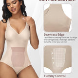 Sorelyne® Women's Tummy Control Seamless Ice Silk Summer Bodysuit Compression V Neck Body Shaper