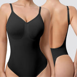 Seamless Deep Open Back  Adjustable Strap Tummy Control Thong Shapewear Bodysuit