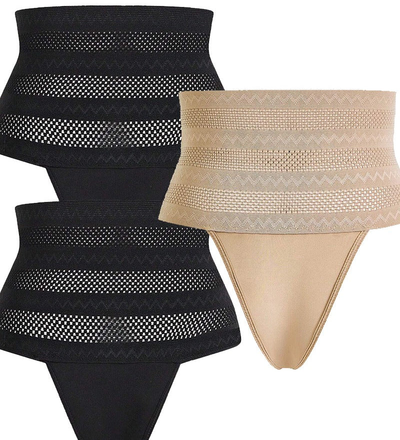 Women's High Waist Shaping Thong Breathable Tummy Control Shapewear Panty