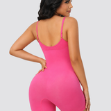 Adjustable Strap Mid Thigh Front Zipper Shapewear Bodysuit