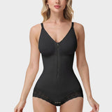 V Neck Adjustable Strap Tummy Control Butt Lifting Zipper Shaper