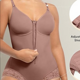 Lace-trimmed Tummy Control Zipper Shapewear Bodysuit
