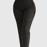 Women's Tailored Pleat High Waist Side Pocket 9-point Pants