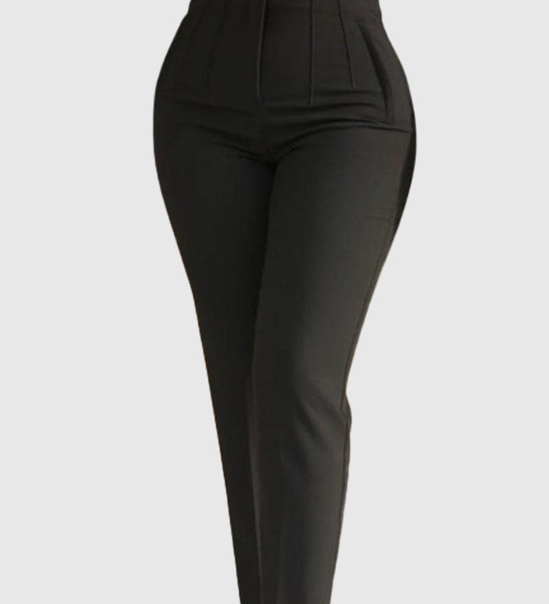 Women's Tailored Pleat High Waist Side Pocket 9-point Pants