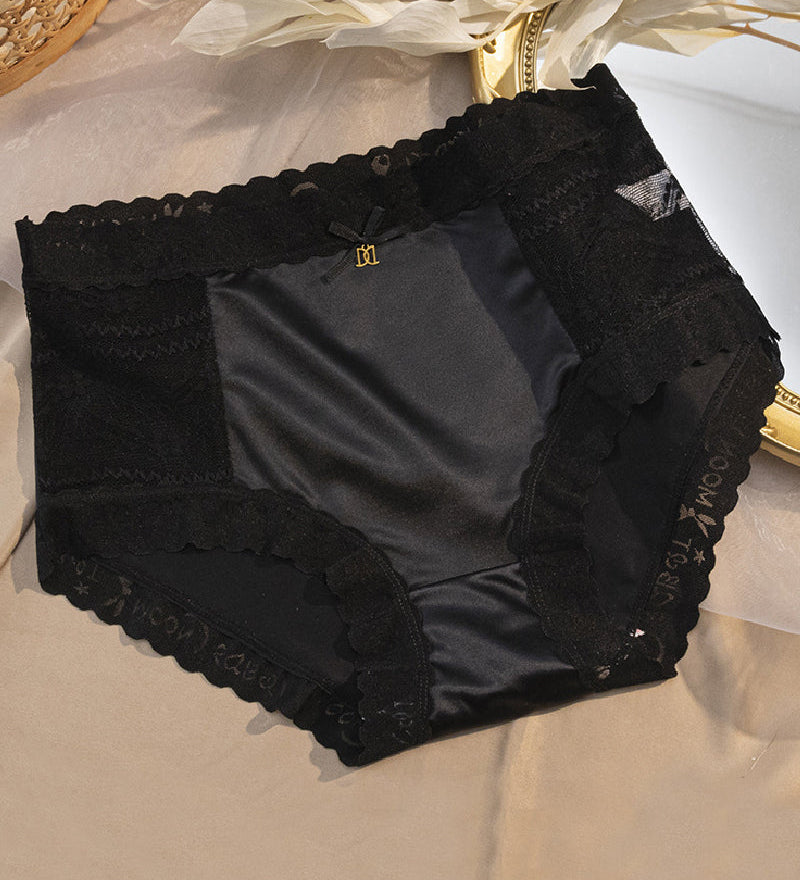 Women's Satin Seamless Ice Silk Mid-waist Briefs Cotton Crotch Butt-Lift Panties