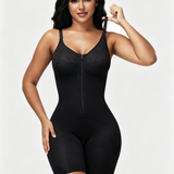 High Compression Adjustable Strap Mid Thigh Front Zipper Lace Full BodyShapewear