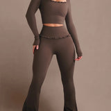 Ballet Ruffle Sports Tight-Fitting Height Elasticity Fitness Yoga Set