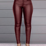 Sexy PU Skinny Leather Pants Casual All-match Pants