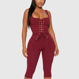 Square Neck Tank Capri Snatched Pants Two Piece Set