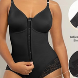 Lace-trimmed Tummy Control Zipper Shapewear Bodysuit