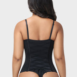Adjustable Strap Thong Bodysuit Lace Up Back Tummy Control Shapewear