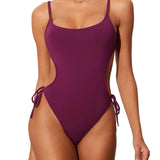 Side Cutout Backless Adjustable Strap One Piece Swimsuit