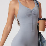 Front Zip High Waist Butt Lifting Workout One Piece Jumpsuit
