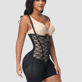 Extra Firm Hourglass Waist Tummy Control Zipper Shapewear with Lace