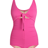 Women's Tummy Control Swimsuit Cutout Tie Knot Front Push Up Shapewear Bathing Suit