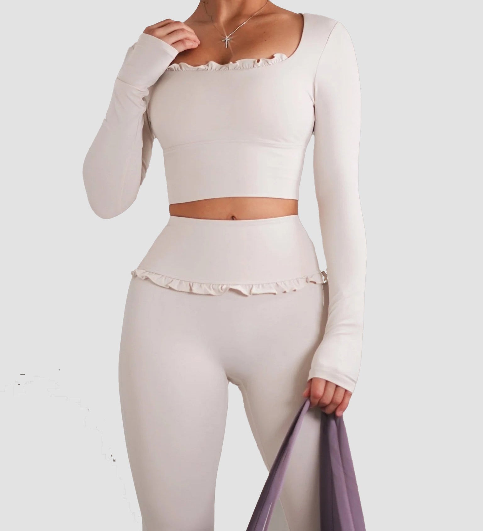 Ballet Ruffled Long Sleeve Sports Top