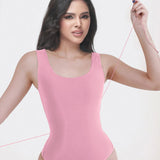 U Neck Wide Strap Back Lace Up Tummy Control Butt Lifting Bodysuit