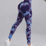 Seamless High Stretchy Tie Dye Scrunch Butt Lifting Wideband Waist Yoga Pants