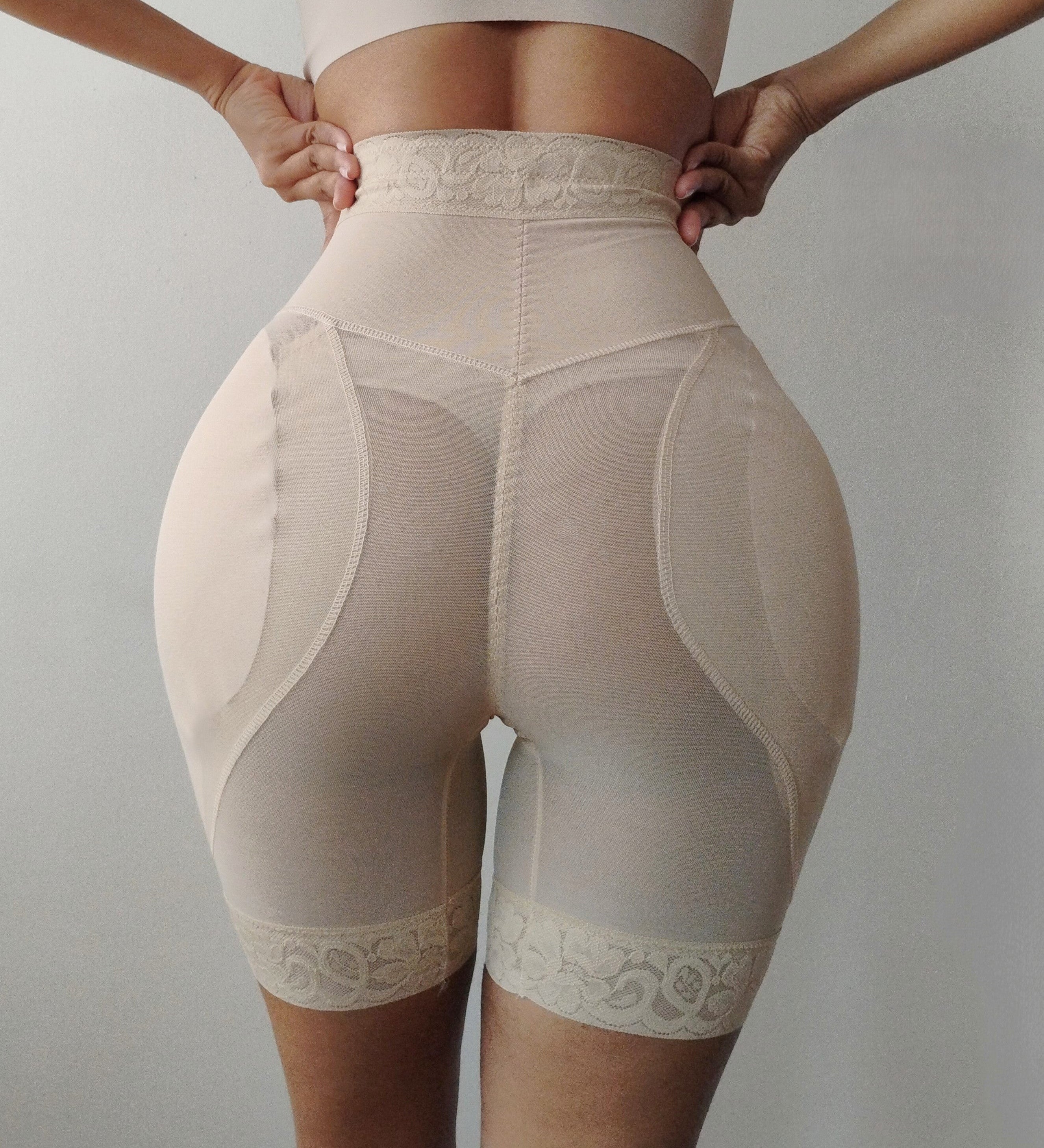 High Waist Tummy Control Butt Lifting Mid Thigh Mesh Shaper Shorts