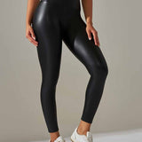 Women's High Waist Stretchy Naked Feel Skinny Pu Leather Pants