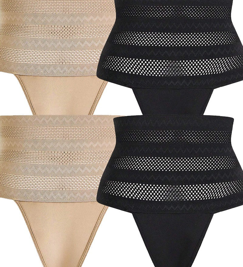 Women's High Waist Shaping Thong Breathable Tummy Control Shapewear Panty