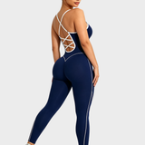 Seamless Skinny Crisscross Cutout Back Butt Lifting Full Length Jumpsuit