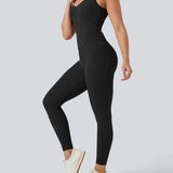 UltraSculpt™ V Neck Tummy Control Butt Lifting Workout Jumpsuit with Pockets