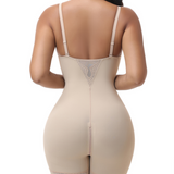 V Neck Adjustable Strap Crotch Zipper Seamless Lace Bodysuit Shapewear