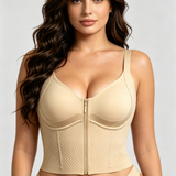 Underwire Front Zipper Corset Shaping Bra with Adjustable Straps
