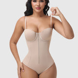 Hourglass Front Zipper Bodysuit with Lace-Up Back