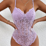 Sexy Floral Lace Sheer Mesh Bodysuit Camisole Bustier Corset Top Shapewear