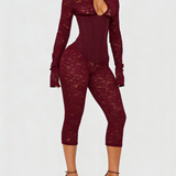 Lace Corset Long-sleeved Hourglass Jumpsuit