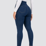 High Waist Double Gold Button Butt Lifting Skinny Jeans