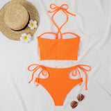 Crisscross Halter Cutout High Waist Side Tie Two Piece Bikini
