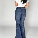 High Waist Slit Fringe Butt Lifting Flare Jeans