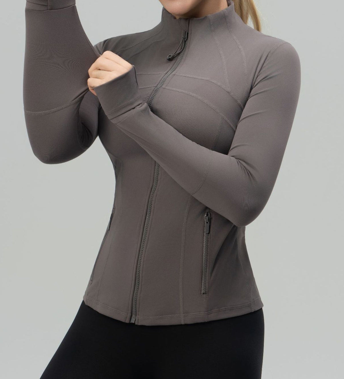 Long Sleeve Cropped Workout Coat Fitted Yoga Jacket