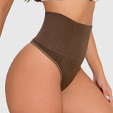 High Waist Ribbed Tummy Control Butt Lifting Shapewear Thong
