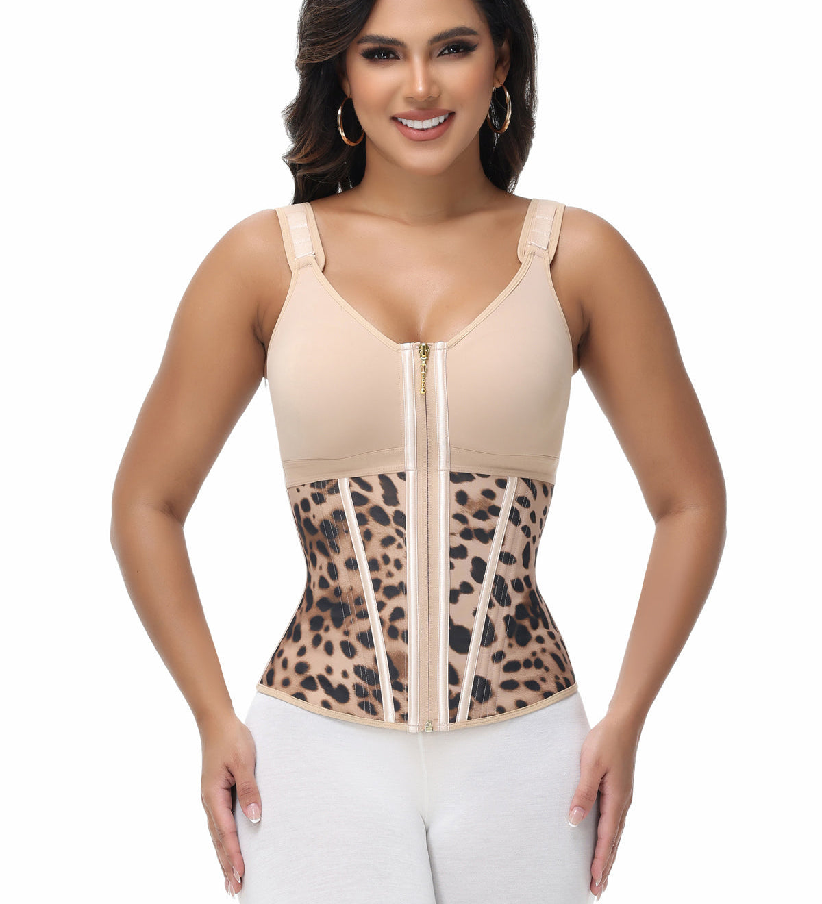 Sorelyne® Women's Boned Latex Zipper Corset Tummy Control Body Shaper Vest With Bra